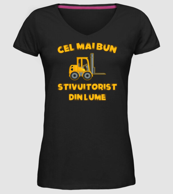 Cel mai bun Stivuitorist din lume model negru pe tricou