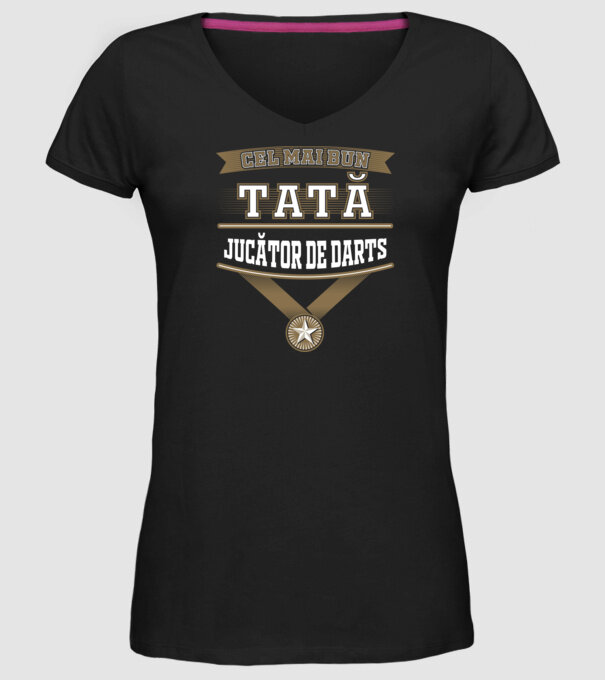 Cel mai bun tată jucător de darts model negru pe tricou