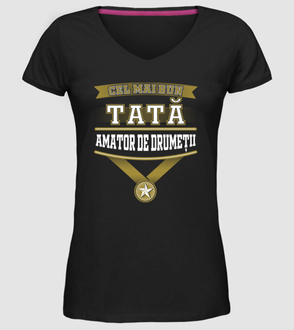 Cel mai bun tată amator de drumeții model negru pe tricou