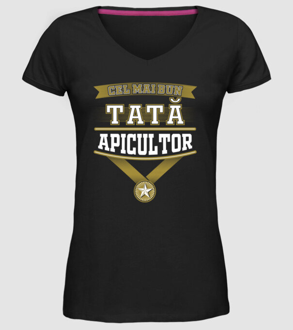 CEL MAI BUN Tată Apicultor model negru pe tricou