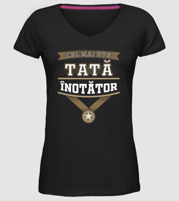 Cel mai bun tată înotător model negru pe tricou