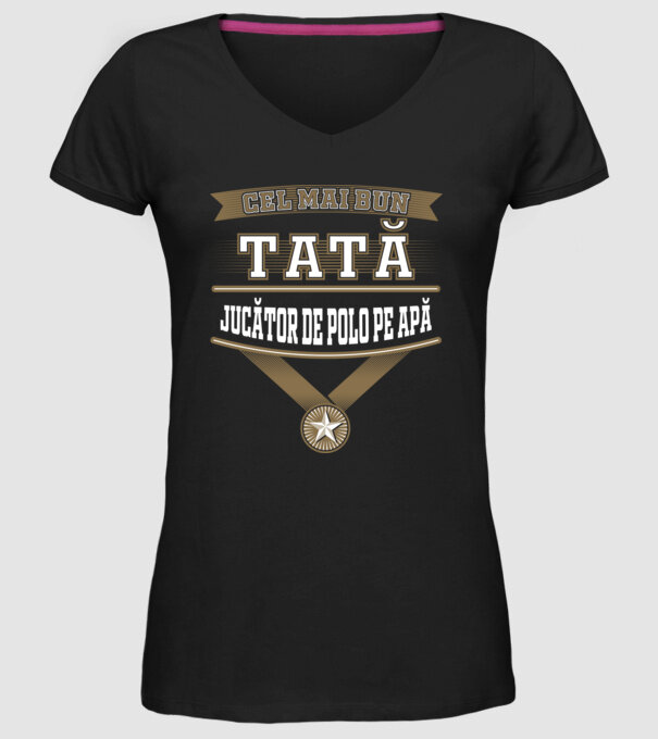 Cel mai bun tată jucător de polo pe apă model negru pe tricou