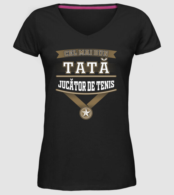 Cel mai bun tată jucător de tenis model negru pe tricou