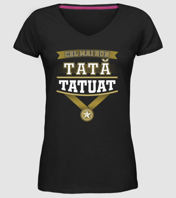 Cel mai bun tată tatuat model negru pe tricou