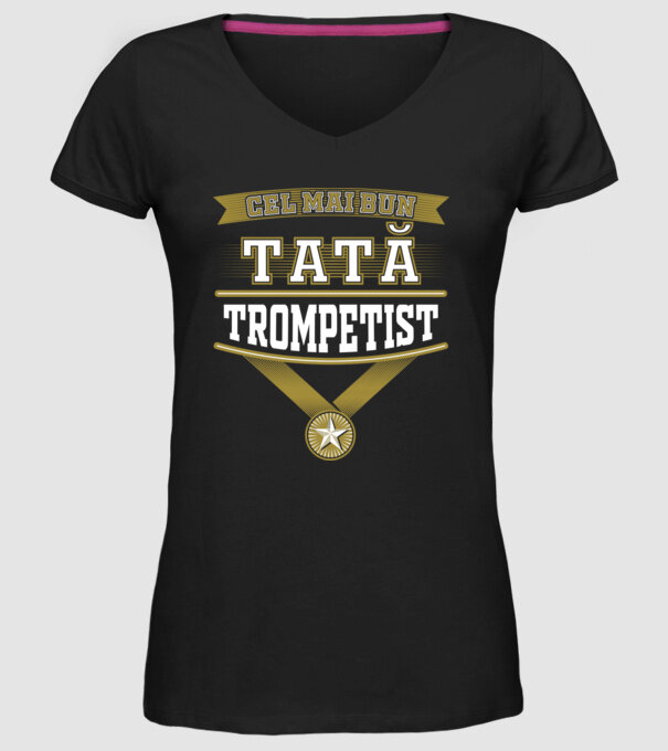 Cel mai bun tată trompetist model negru pe tricou