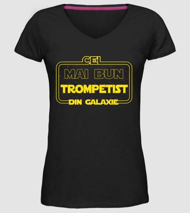 Cel mai bun trompetist din galaxie model negru pe tricou