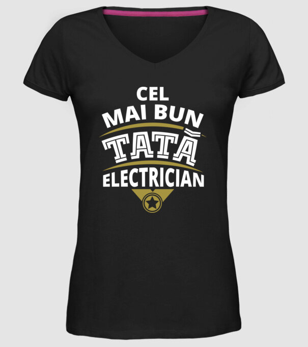 Cel mai bun tată electrician model negru pe tricou