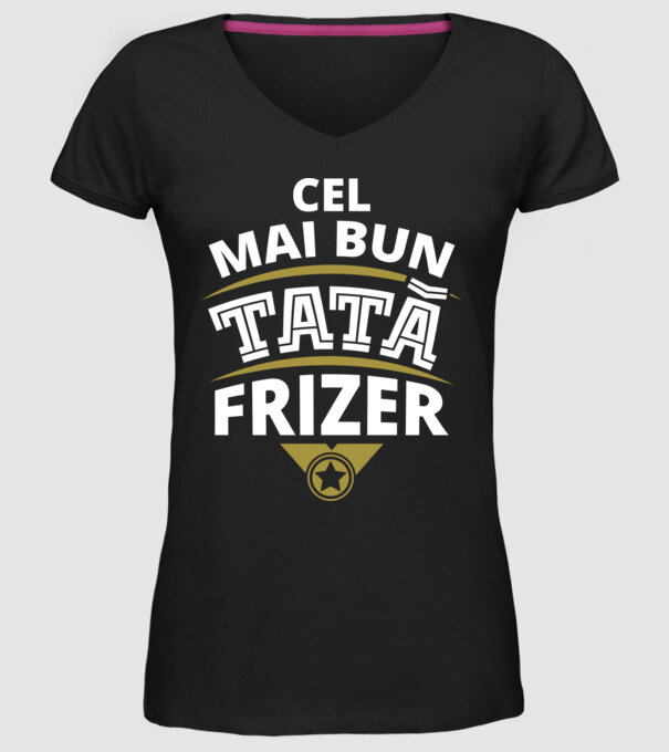 Cel mai bun tată frizer model negru pe tricou
