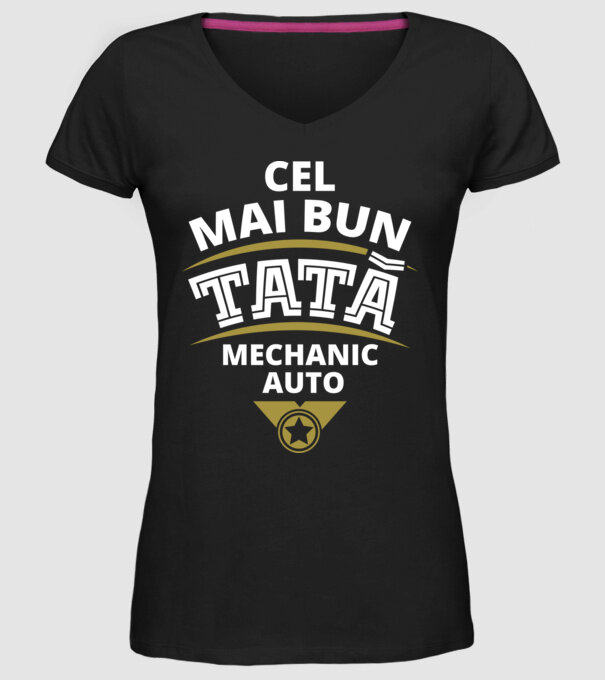 Cel mai bun tată mecanic auto model negru pe tricou