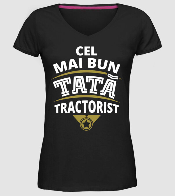Cel mai bun tată tractorist model negru pe tricou