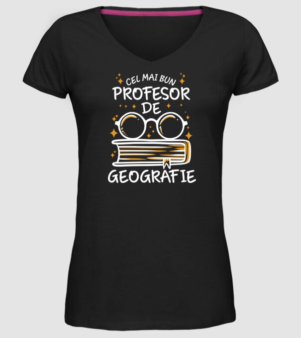 Cel mai profesor geografie model negru pe tricou