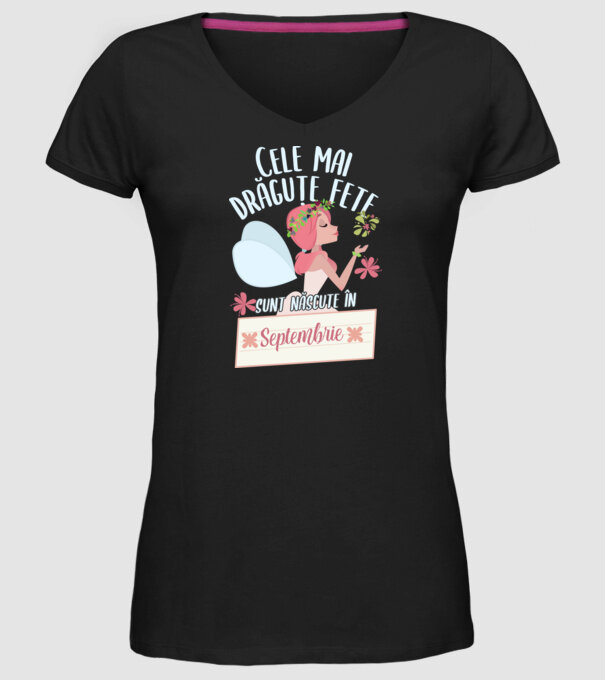 Cele mai drăguțe fete sunt născute în septembrie. model negru pe tricou