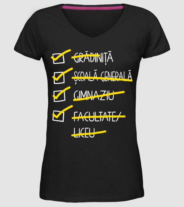 Cheklist educație - Facultate negru model negru pe tricou