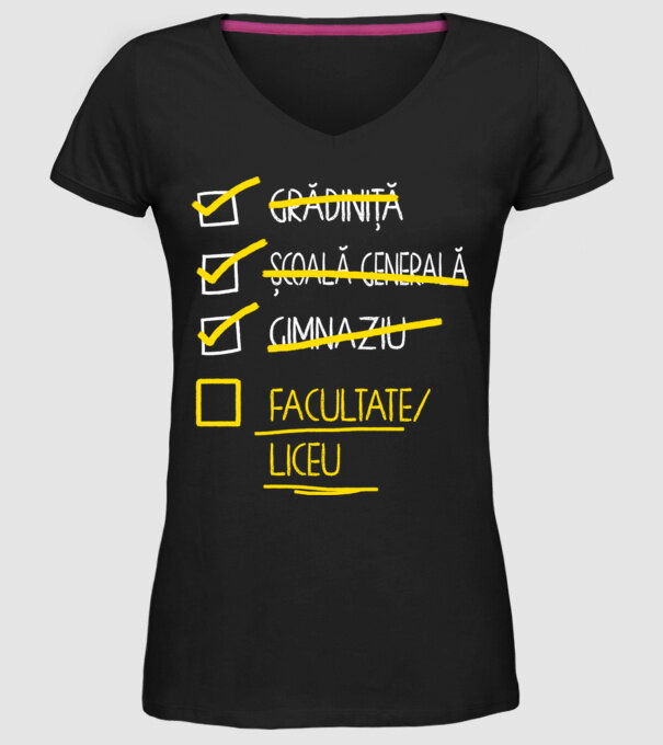 Cheklist educație - Gimnaziu negru model negru pe tricou