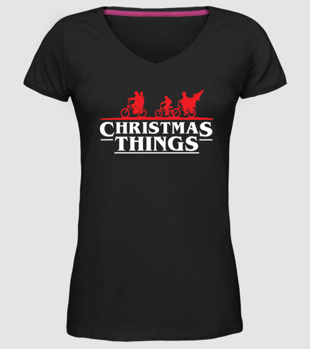 christmas things model negru pe tricou