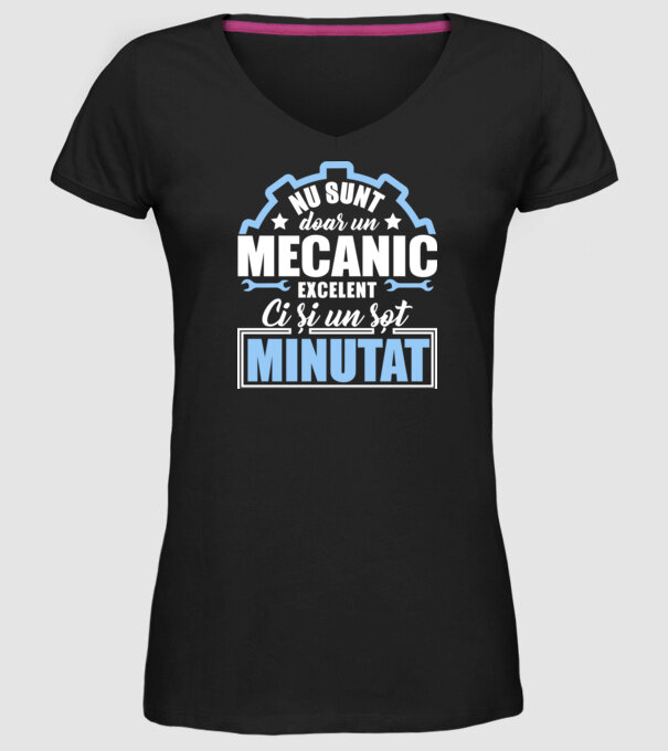 Nu sunt doar un mecanic excelent, ci și un soț minunat! model negru pe tricou