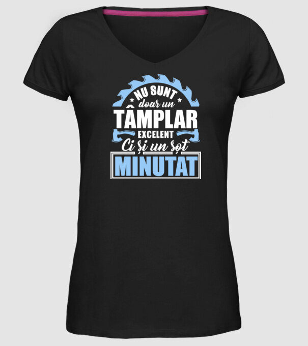 Nu sunt doar un tâmplar excelent, ci și un soț minunat! model negru pe tricou