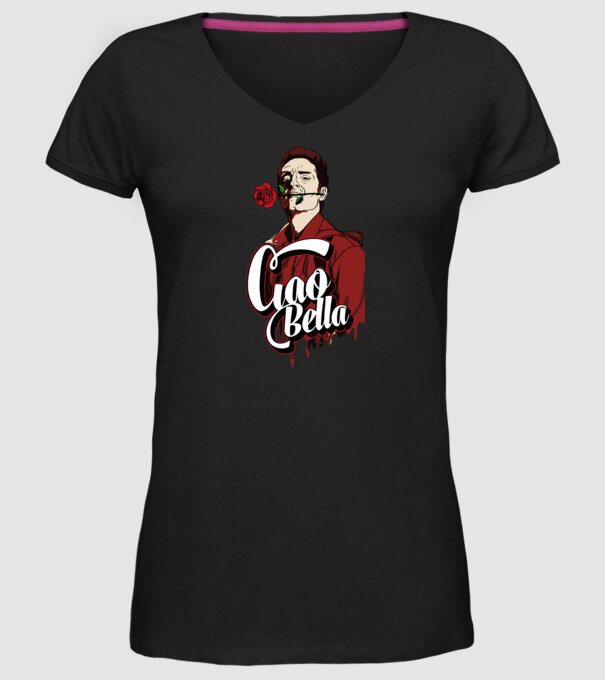 ciao bella berlin rose model negru pe tricou