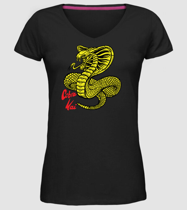 cobra kai logo color model negru pe tricou