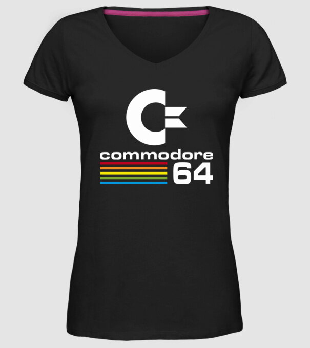 Commodore 64 logo on black model negru pe tricou