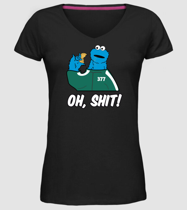 cookie monster squid game parody model negru pe tricou