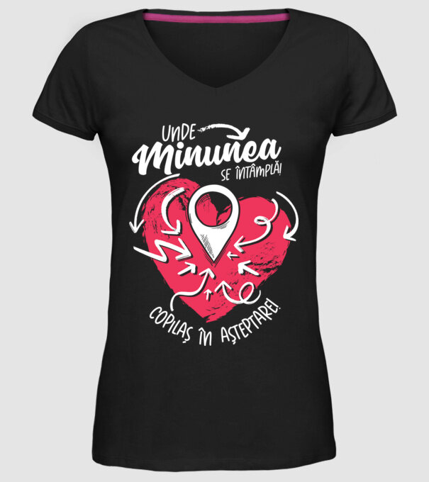 Copilaș în așteptare model negru pe tricou