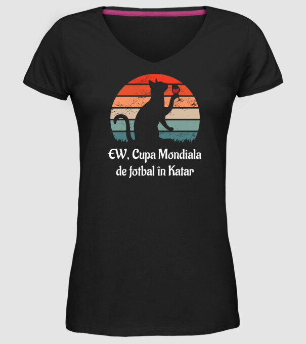 Cupa Mondiala de fotbal în Katar model negru pe tricou