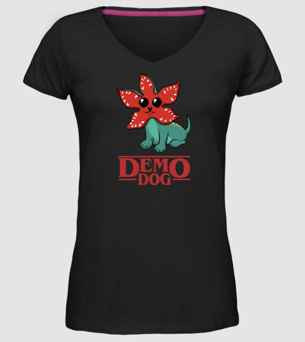 cute demodog model negru pe tricou