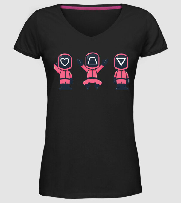 cute squid game toys model negru pe tricou