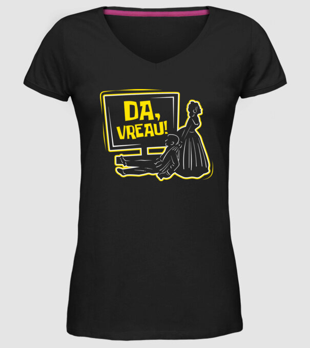 Da, vreau! model negru pe tricou