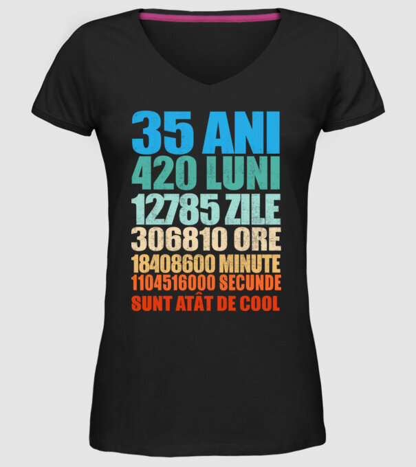 De 35 ani - luni - zile - ore - minute - secunde - sunt atât de cool model negru pe tricou