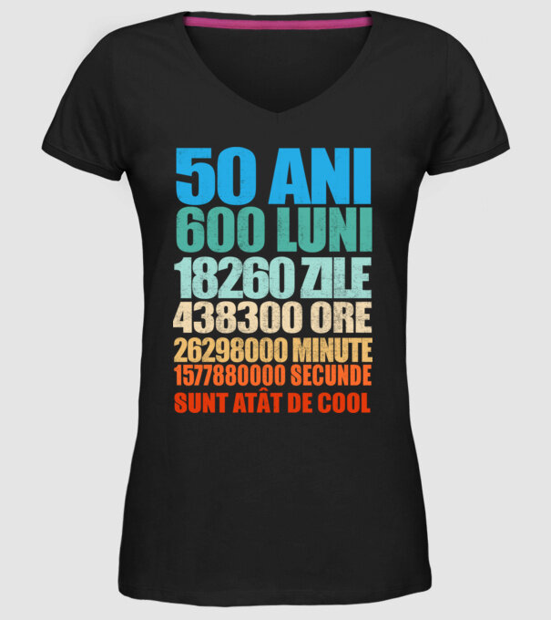 De 50 ani - luni - zile - ore - minute - secunde - sunt atât de cool model negru pe tricou