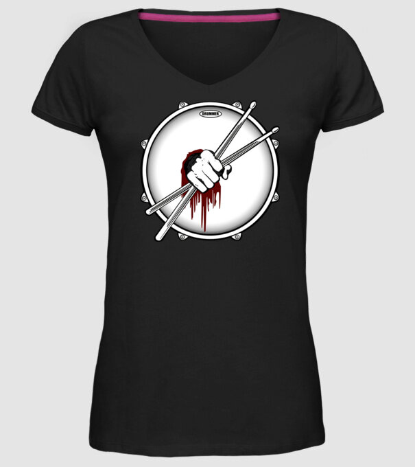 dedicated drummer model negru pe tricou