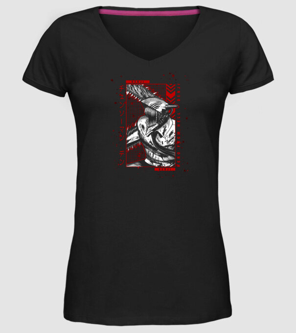 Denji Chainsaw man model negru pe tricou