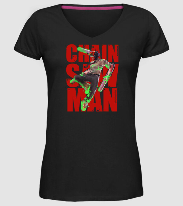 Denji chainsaw man concept model negru pe tricou