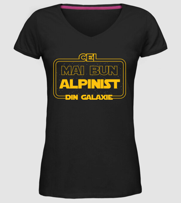 cel mai bun alpinist din galaxie model negru pe tricou