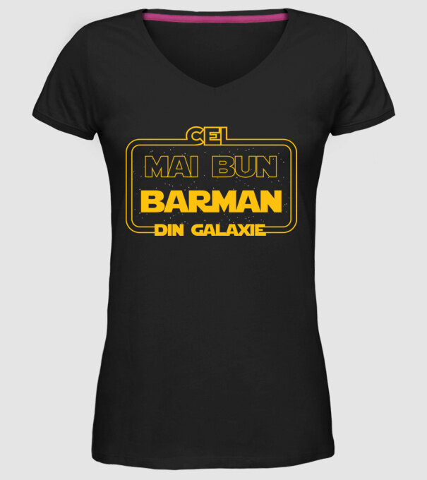 Cel mai bun barman din galaxie model negru pe tricou