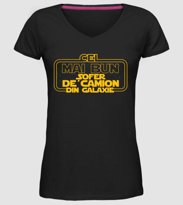 Cel mai bun șofer de camion din galaxie model negru pe tricou