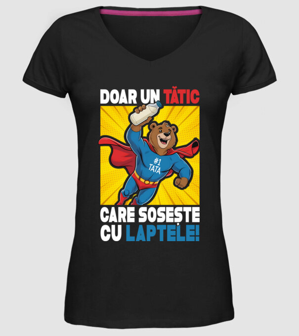 Doar un Tătic Care sosește cu laptele model negru pe tricou