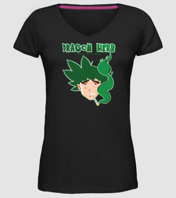 dragon herb smoke model negru pe tricou