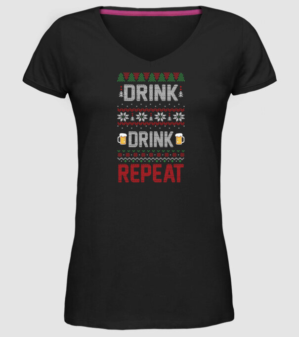 Drink drink repeat model negru pe tricou