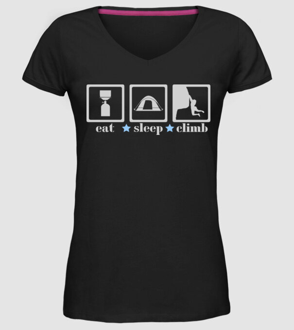 eatsleepclimb2 model negru pe tricou