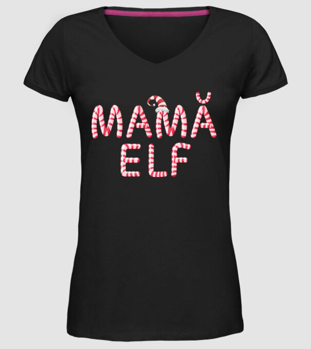 mamă elf model negru pe tricou