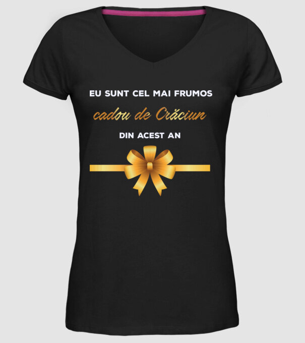 Eu sunt cel mai frumos cadou de Crăciun din acest an model negru pe tricou