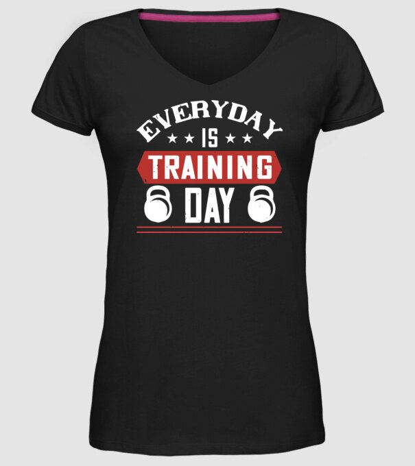 everyday is training day model negru pe tricou