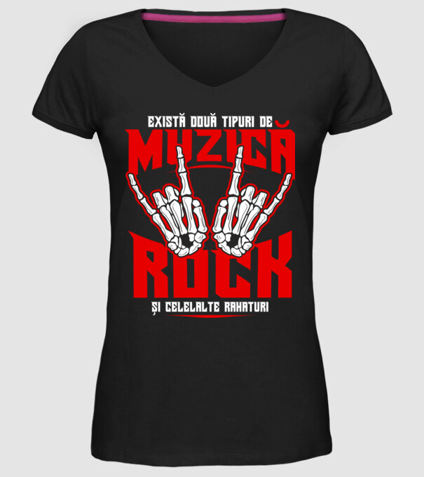 există două tipuri de muzică, rock și celelalte rahaturi model negru pe tricou