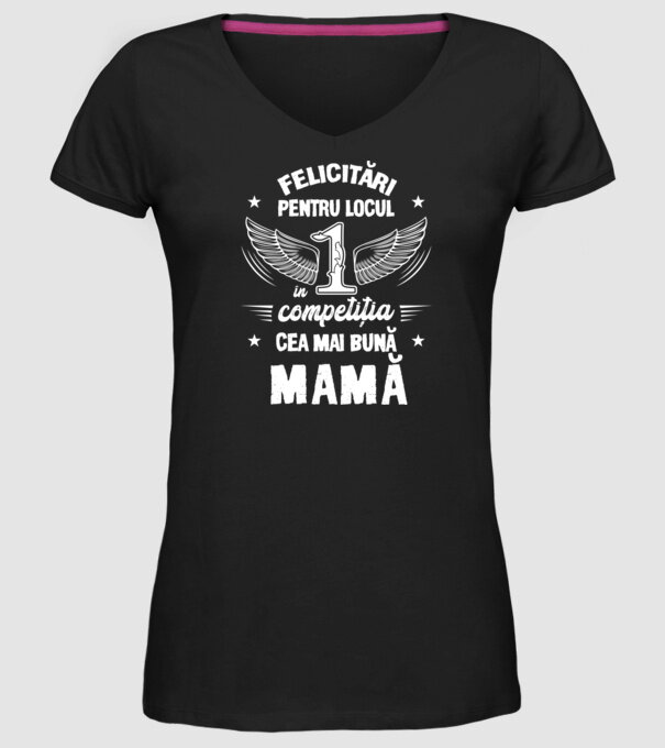 Felicitări pentru locul 1 în competiția Cel mai bun tată! model negru pe tricou