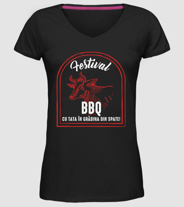 Festival BBQ - cu tata în grădina din spate! model negru pe tricou