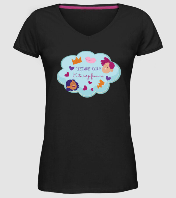 Fiecare corp model negru pe tricou