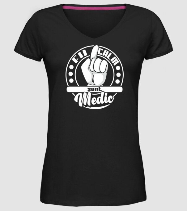 Fii calm... sunt medic model negru pe tricou